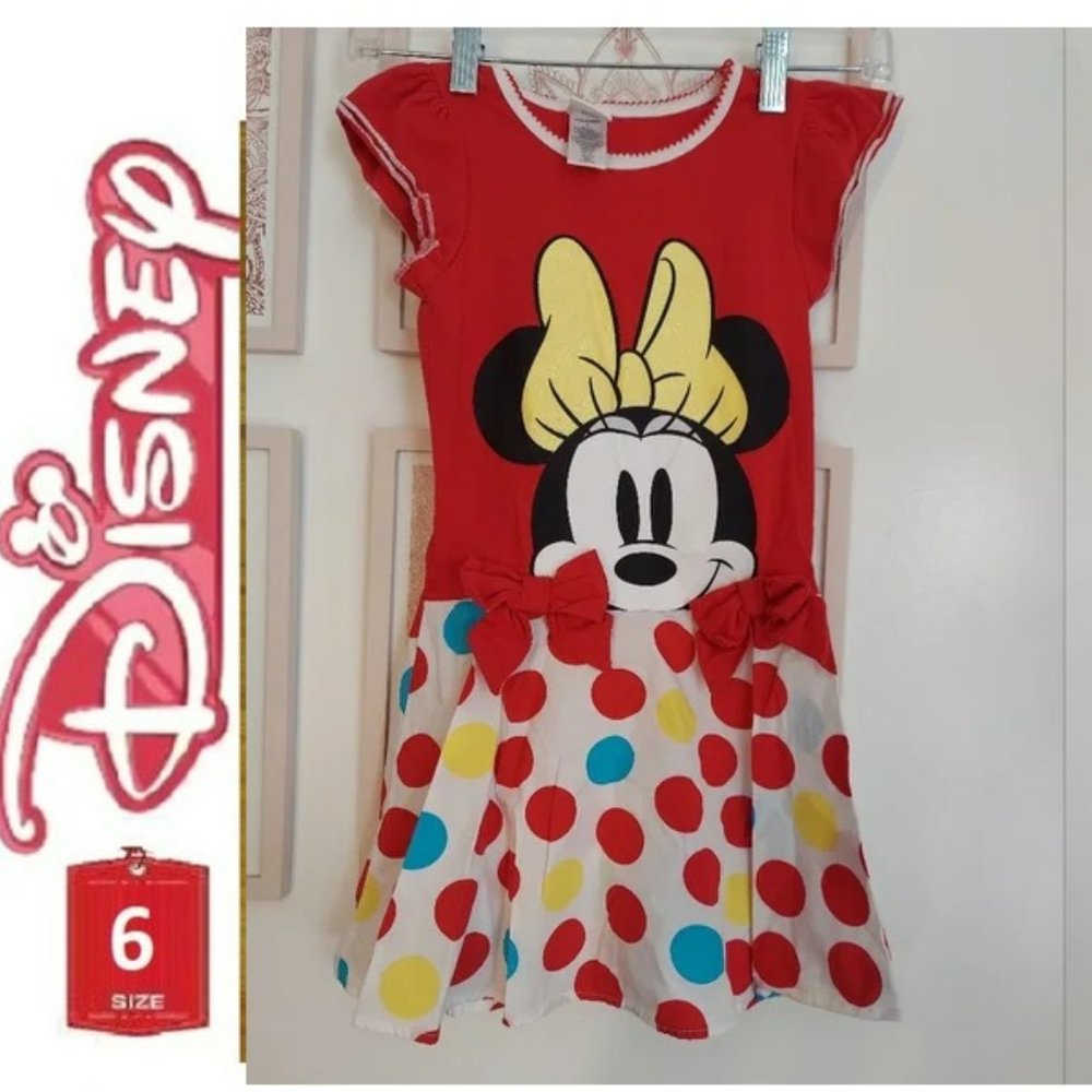🎁 10/$25-  Minnie Mouse dress,  size 6, polka dots,  short sleeve